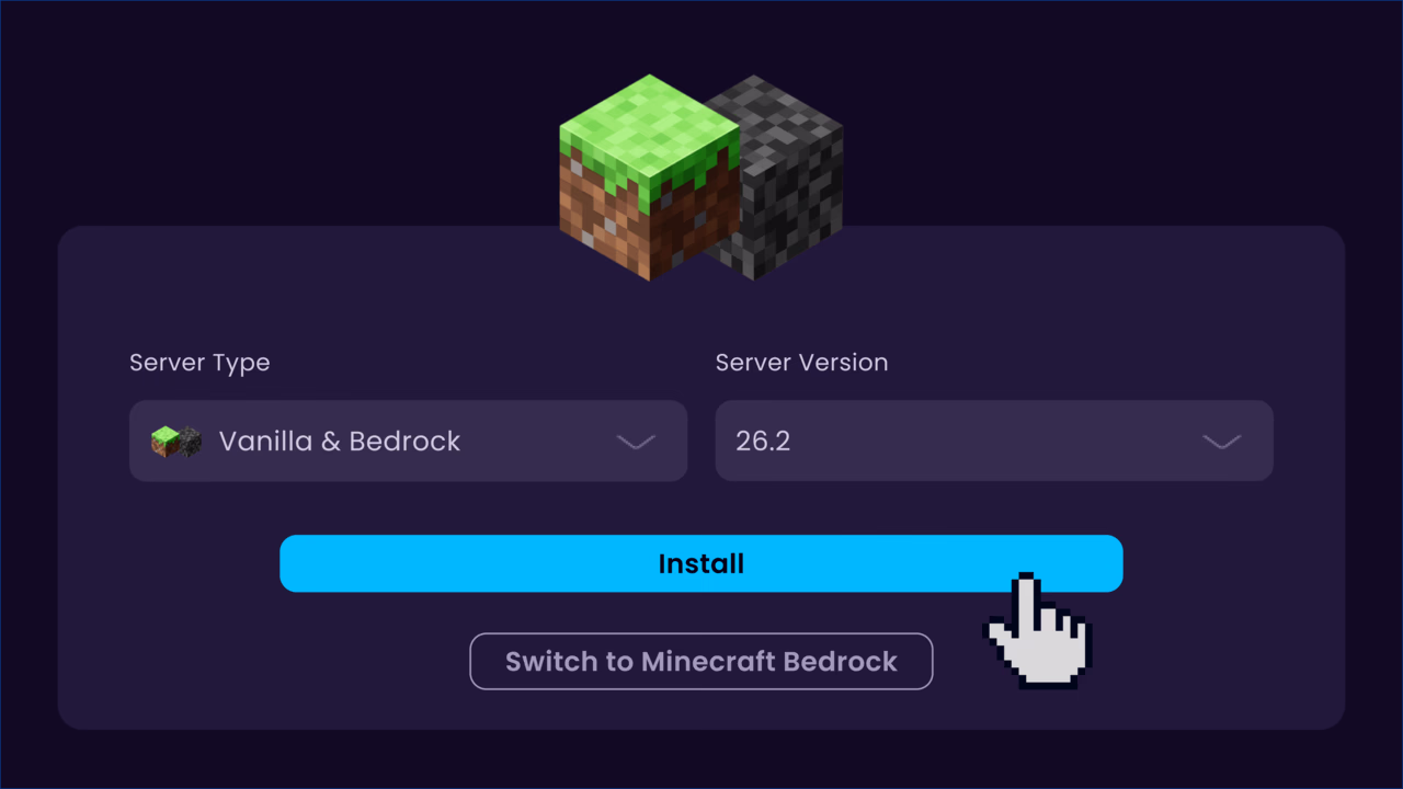 Server type installer in the WiseHosting panel